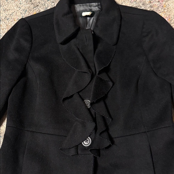 J.Crew Wool Ruffle Front 100% Wool Coat Jacket 4 - Picture 2 of 6